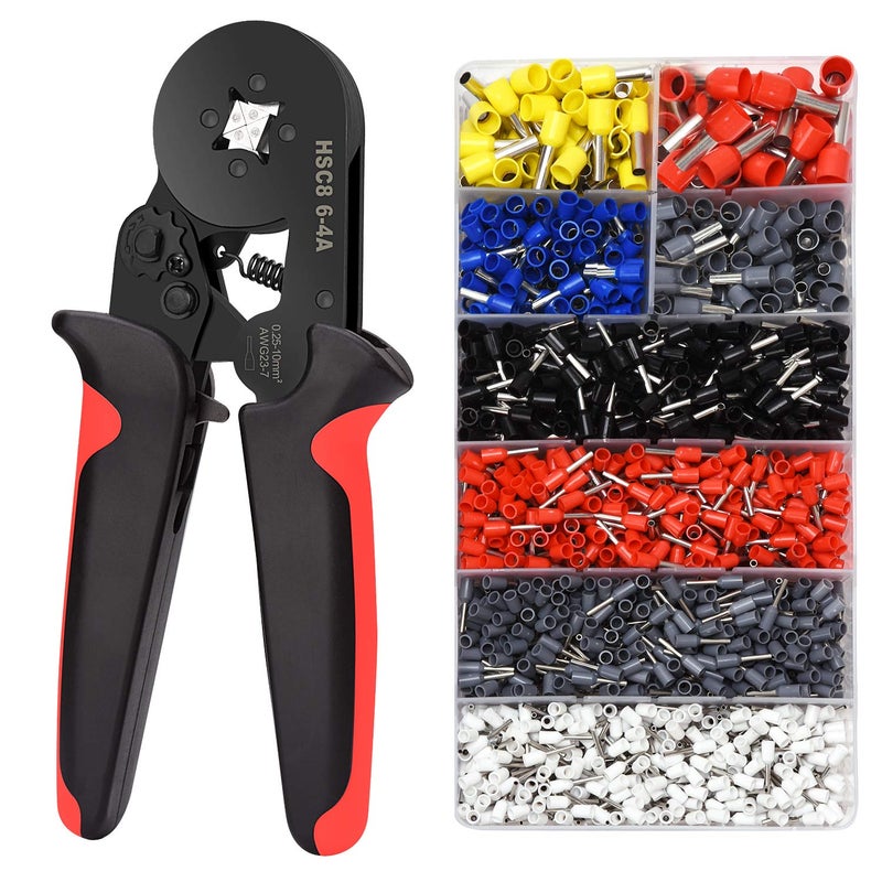 vanow Ferrule Crimping Tools Wire Pliers - 1800 PCS Wire Ferrules with Crimpers Pliers Kit for Electricians, Adjustable Ratchet Tools with Terminals Connectors AWG 28-7, 0.08-10mmÂ² - Image 1